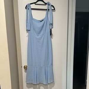 Lulu's Light Blue Midi Dress with Tie Straps